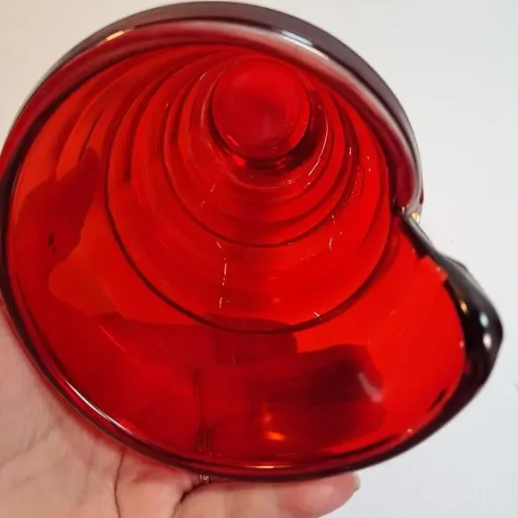 Vintage Ruby Red Spiral Swirl Art Glass Vase 9" Unmarked Centerpiece Flowers